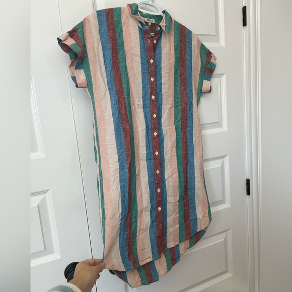 Madewell Linen Blend Central Shirtdress in Flagstaff Stripe - Picture 9 of 12